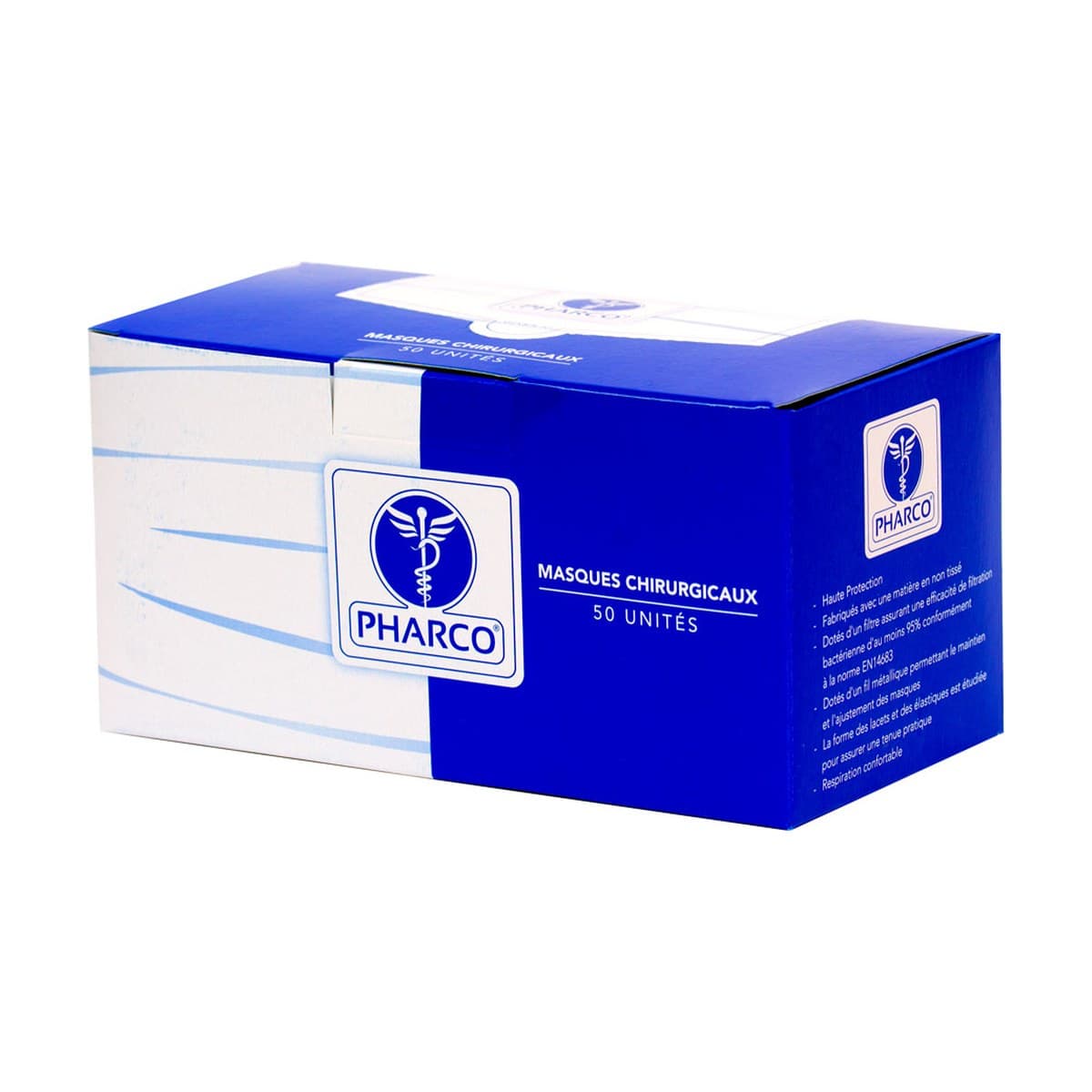 Bavettes chirurgicales Pharco – boîte de 50