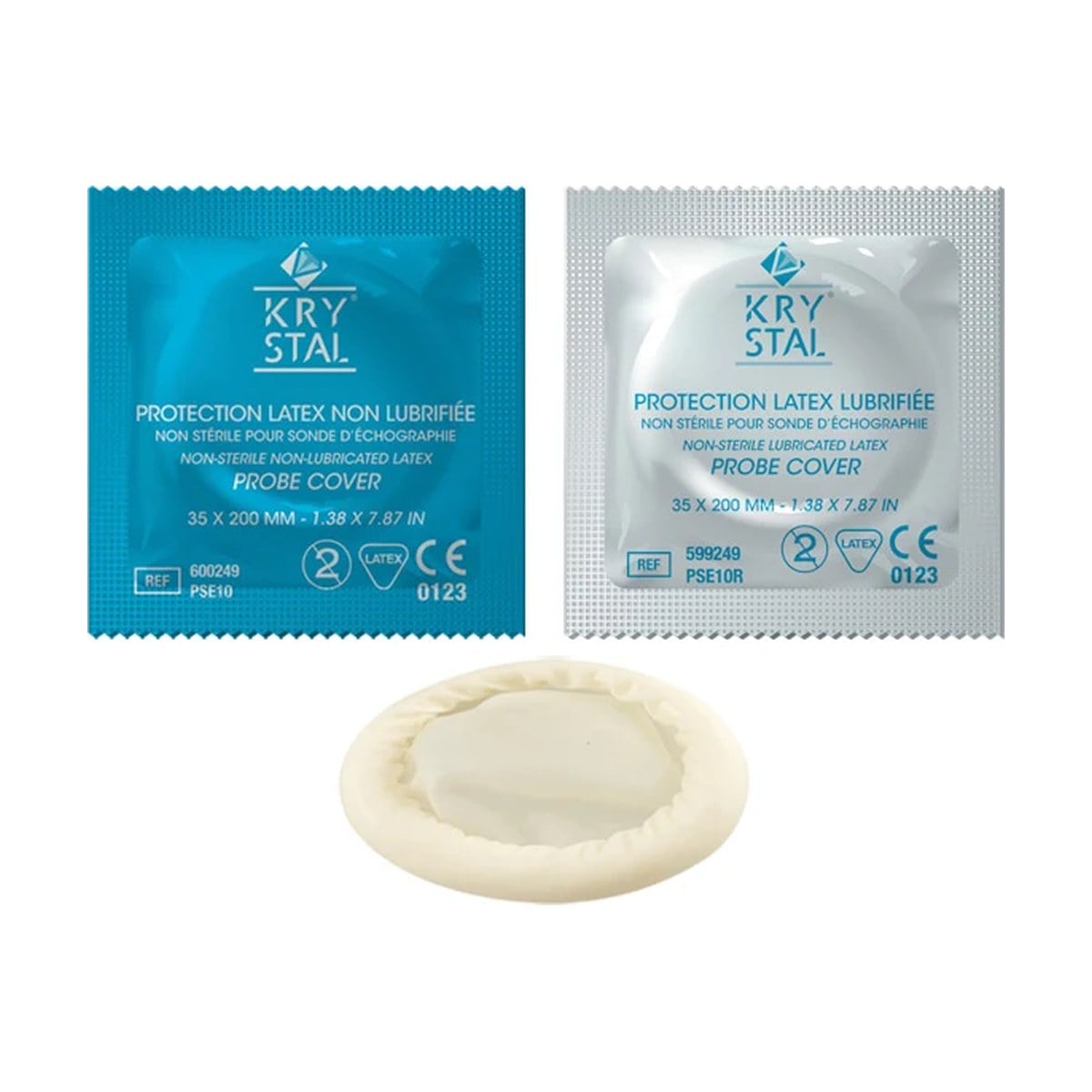 Krystal Cover – protection non stérile en latex pour sondes endocavitaires – boîte de 144