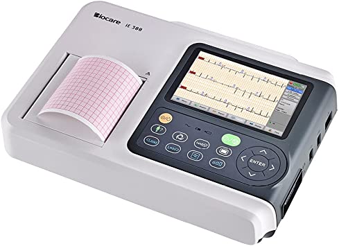 ECG 3 PISTES IE300 BIOCARE AVEC CALCUL DES PARAMETRES ET INTERPRETATION + TRANSFERT PDF PAR USB
